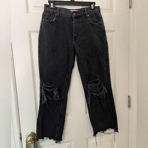 Maggie Mid-Rise Straight-Leg Jeans from Free People in Washed Black